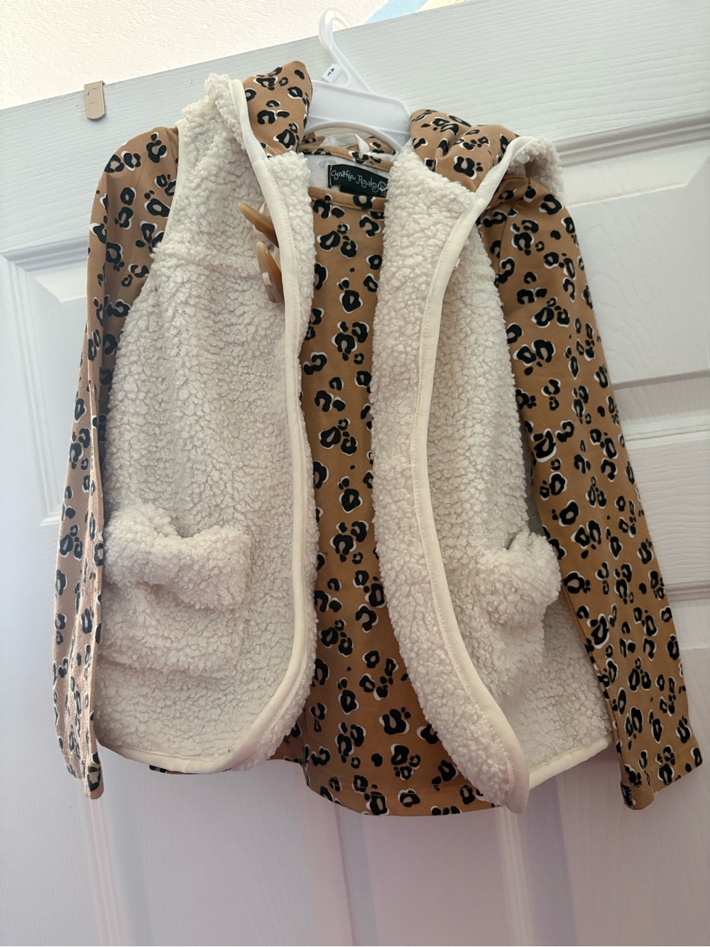 Cynthia Rowley Kids Leopard-Print Hooded Jacket with Cream Sherpa